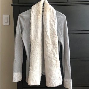 Saturday Sunday Faux Fur Trim Cardigan